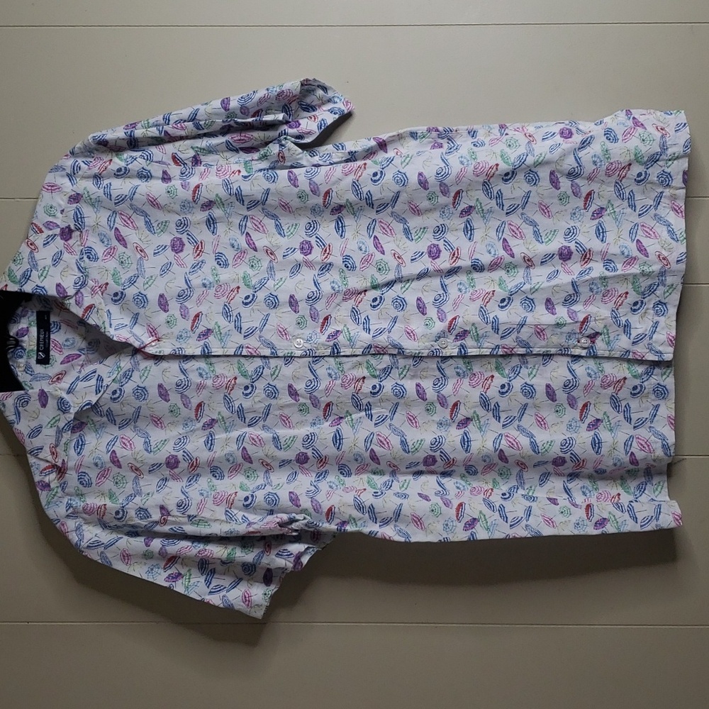 Cremieux Graphic Design Short Sleeve Button Down Shirt Medium